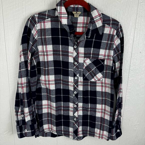 Woolrich Women's Plaid Button Down Shirt Size Large Western Navy Red Country - Picture 6 of 7